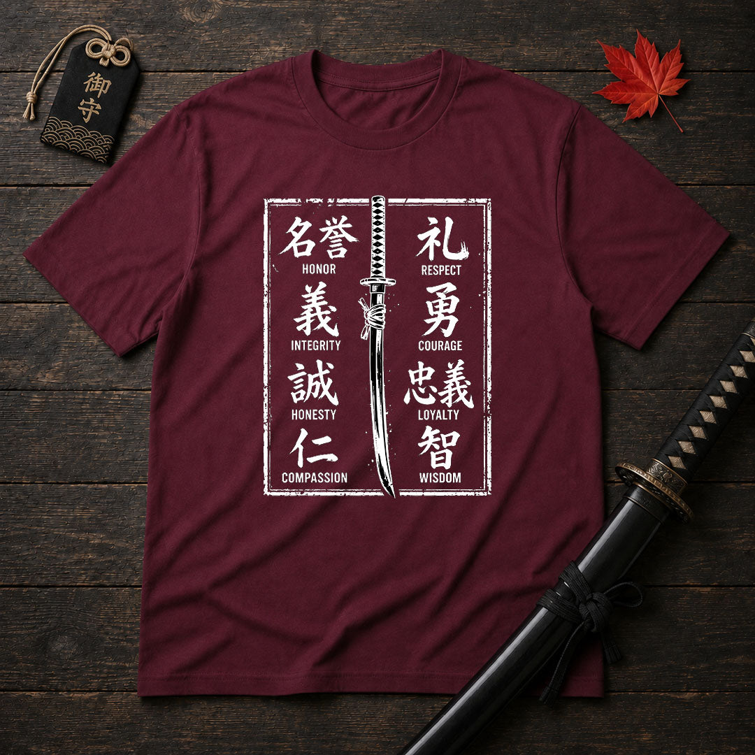 Samurai Sword and Virtues T-Shirt