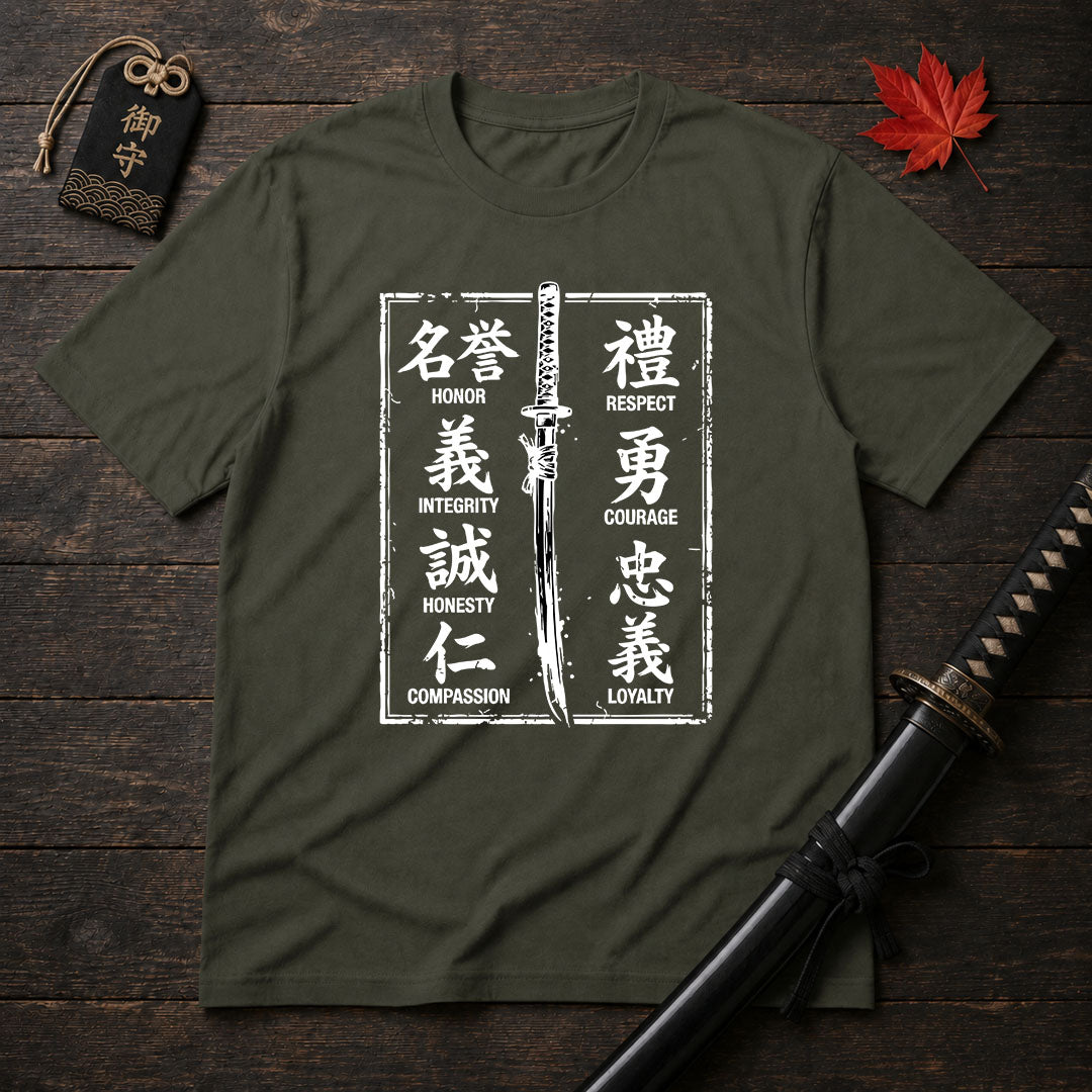 Samurai Sword and Virtues T-Shirt