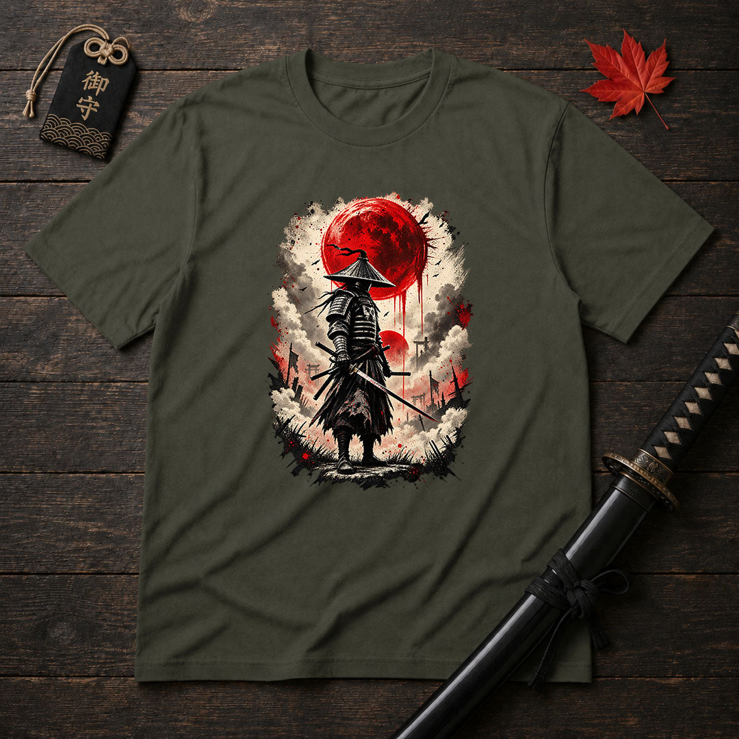 Samurai Under Blood Moon T-Shirt