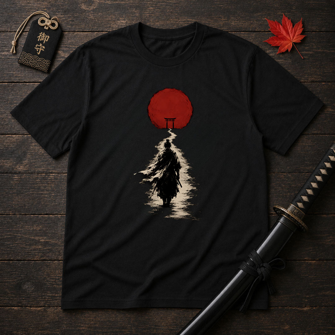 Samurai Walking Toward Sun T-Shirt