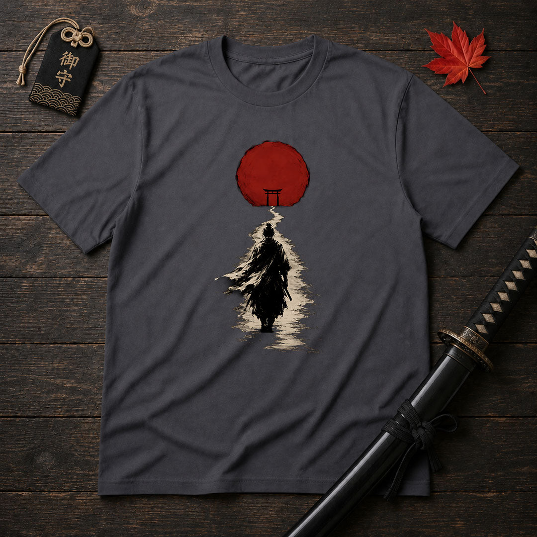 Samurai Walking Toward Sun T-Shirt