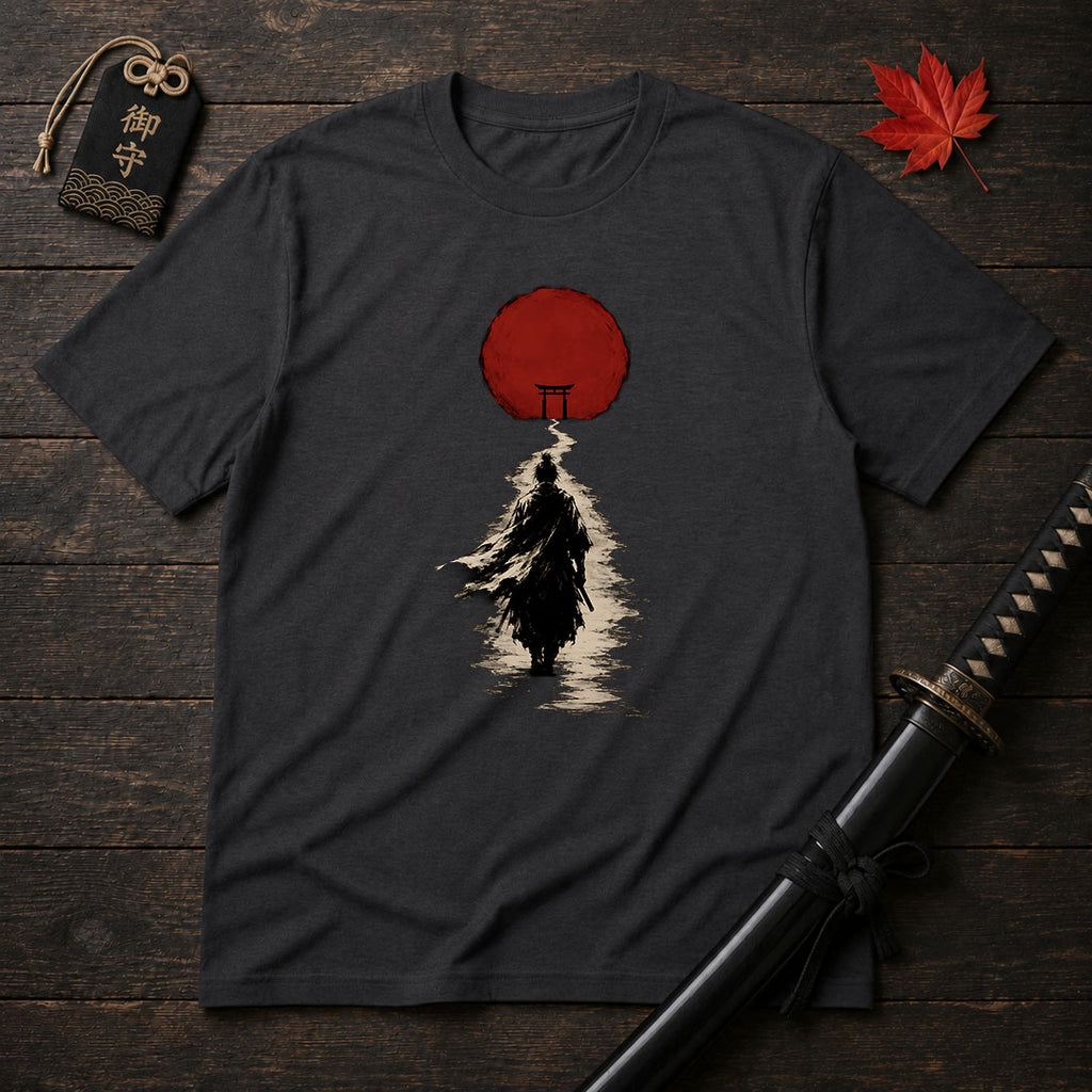 Samurai Walking Toward Sun T-Shirt
