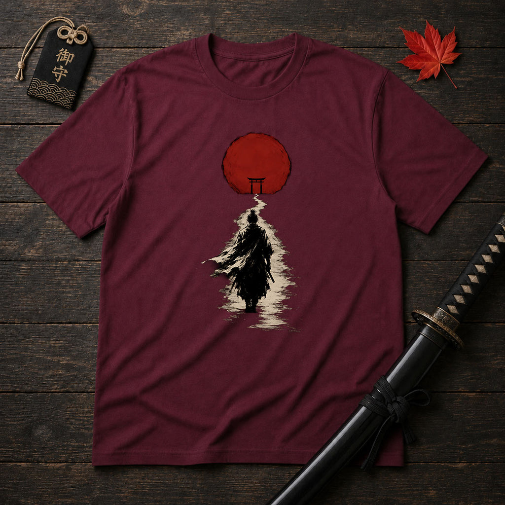 Samurai Walking Toward Sun T-Shirt