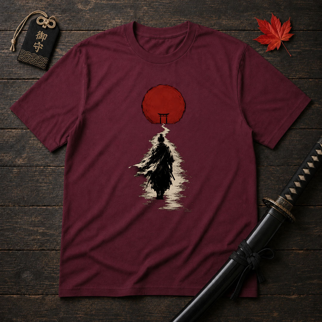 Samurai Walking Toward Sun T-Shirt