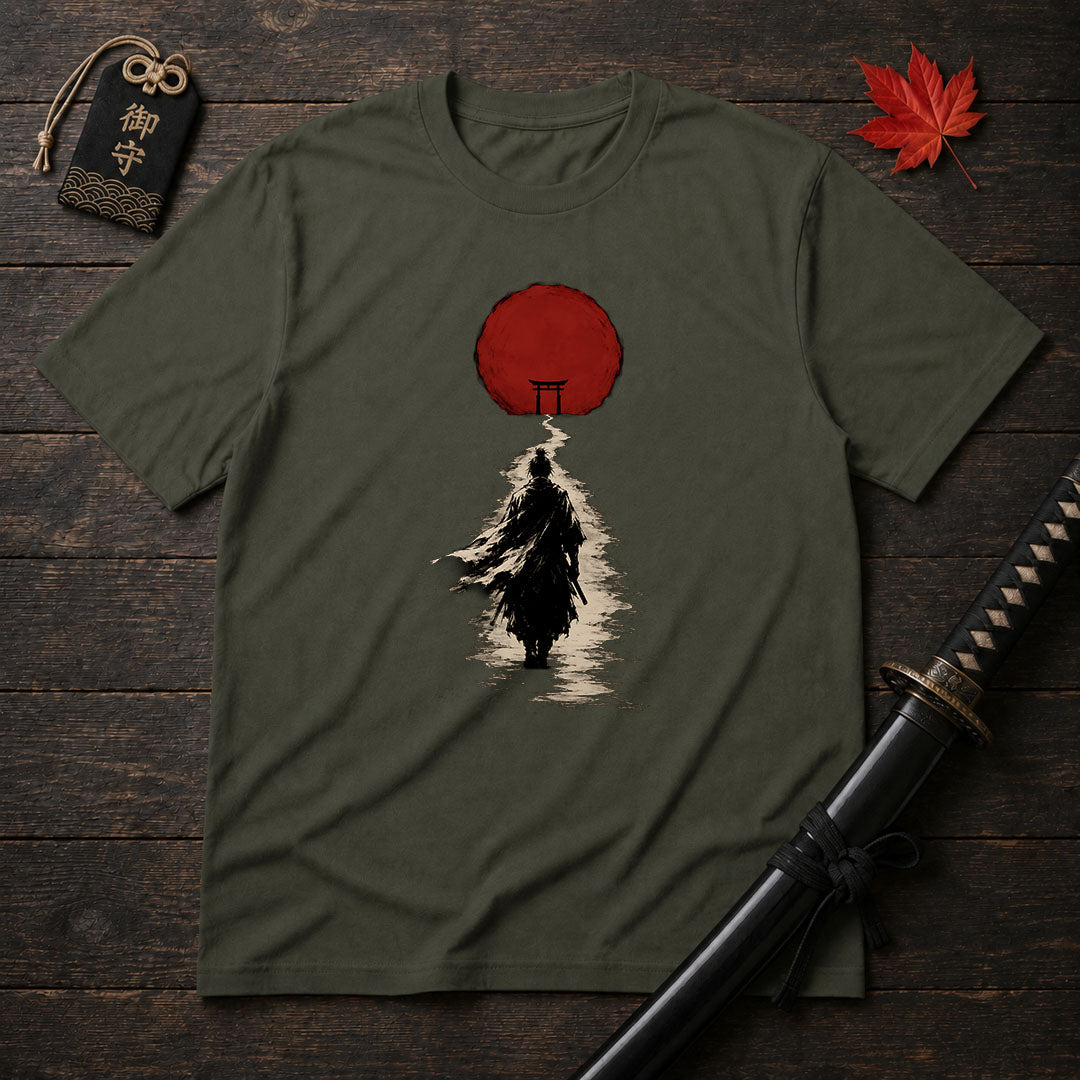 Samurai Walking Toward Sun T-Shirt