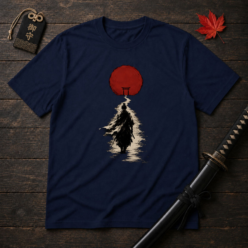 Samurai Walking Toward Sun T-Shirt
