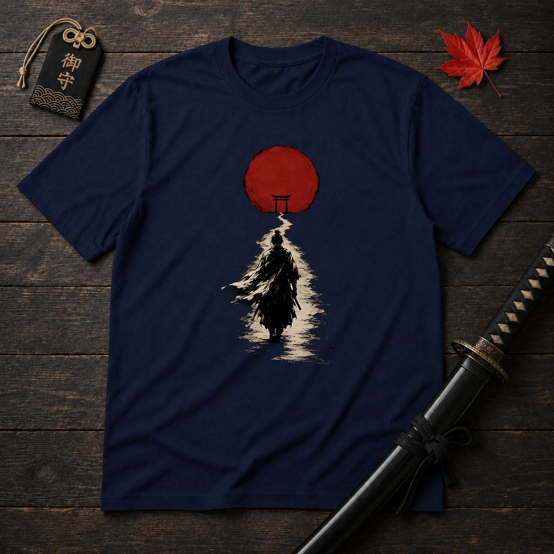 Samurai Walking Toward Sun T-Shirt