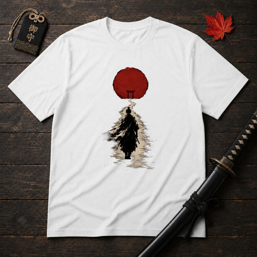 Samurai Walking Toward Sun T-Shirt