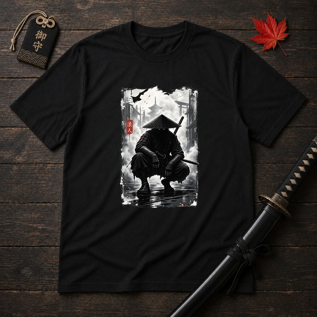 Shadowed Ronin In Rain T-Shirt