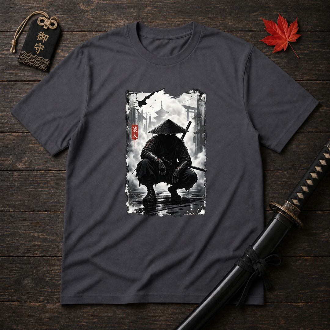 Shadowed Ronin In Rain T-Shirt
