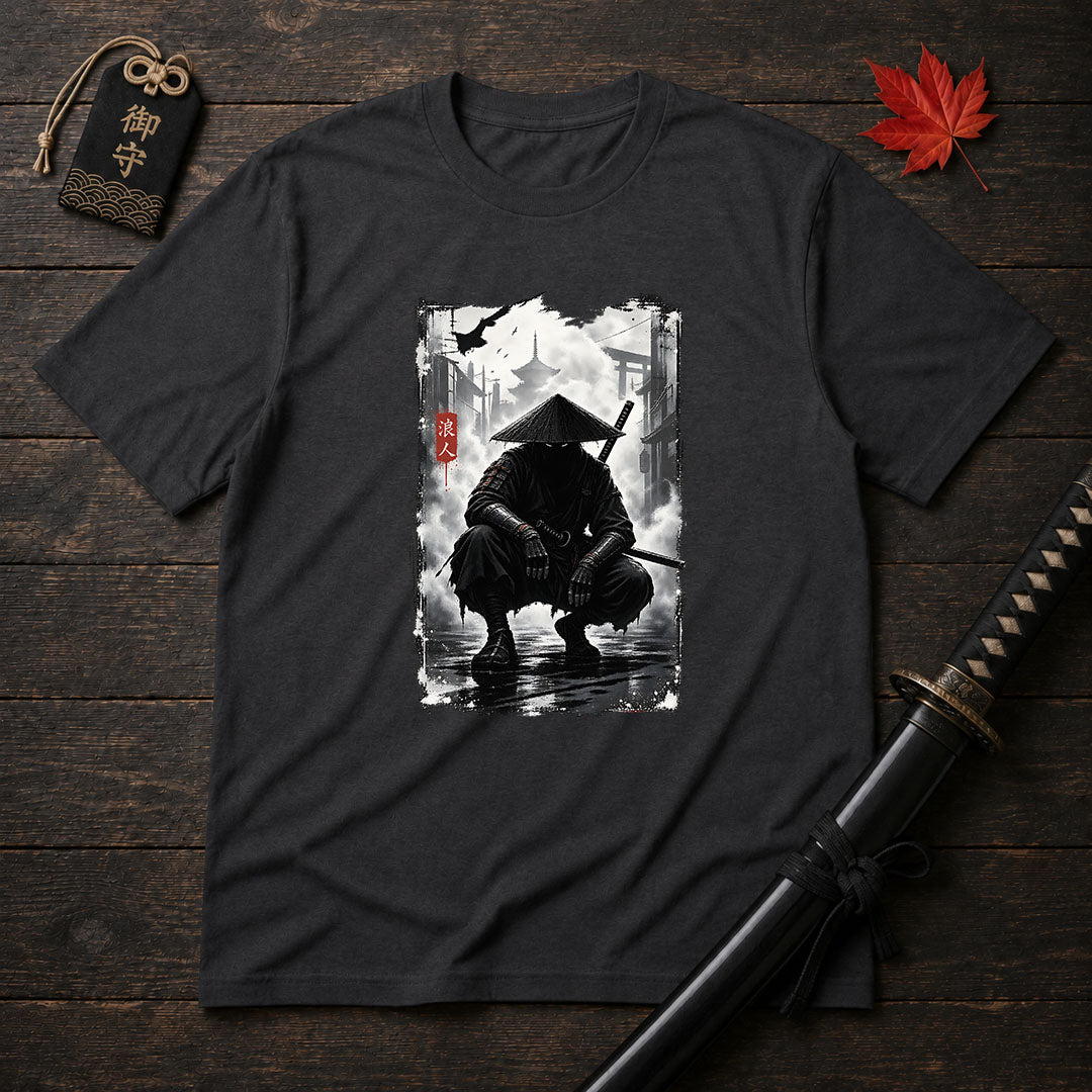 Shadowed Ronin In Rain T-Shirt
