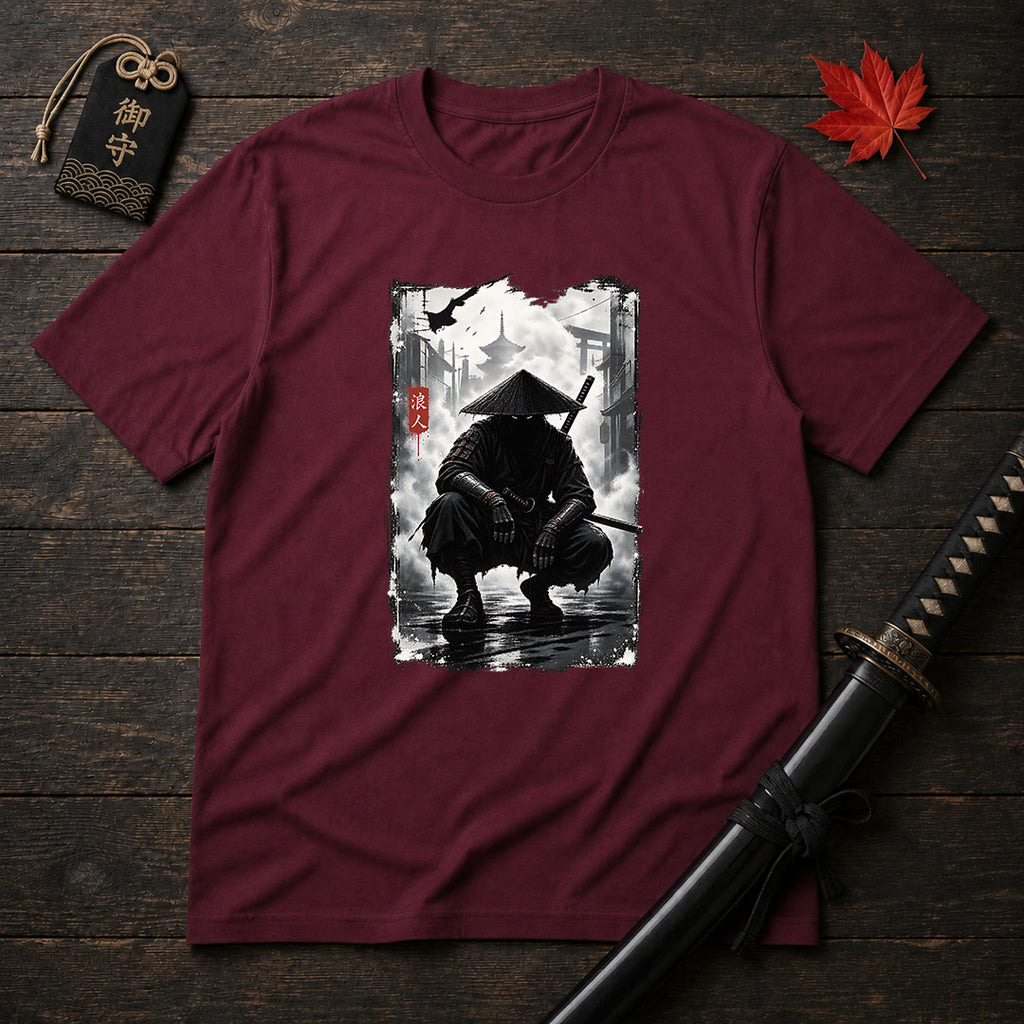 Shadowed Ronin In Rain T-Shirt