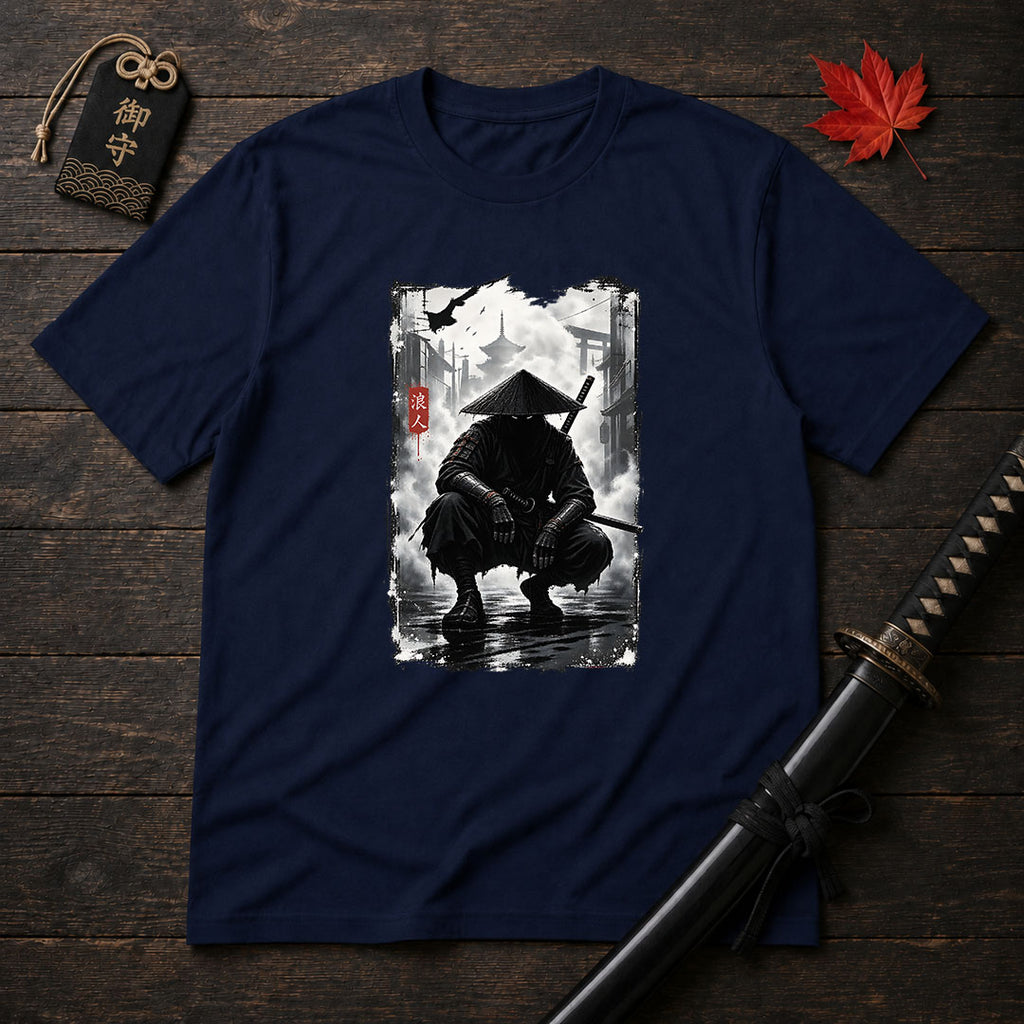 Shadowed Ronin In Rain T-Shirt