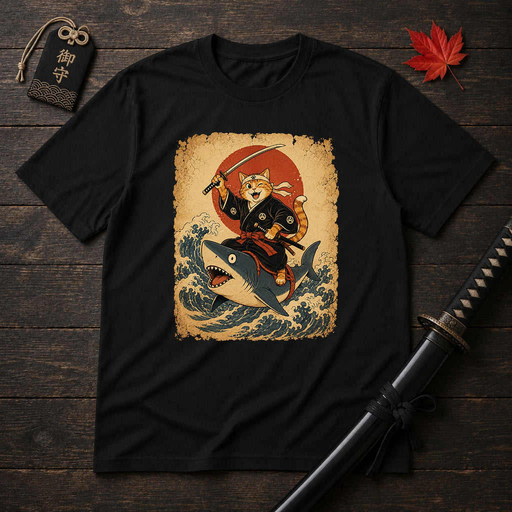 Winking Katana Cat T-Shirt