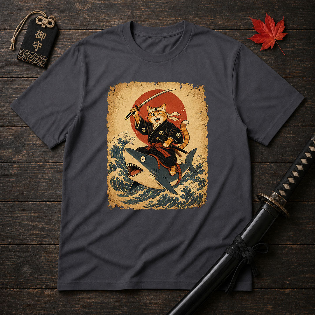 Winking Katana Cat T-Shirt
