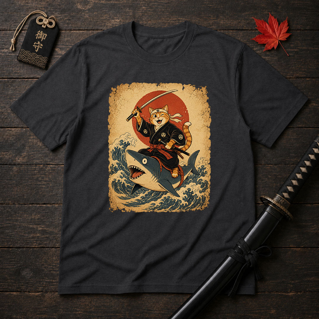 Winking Katana Cat T-Shirt