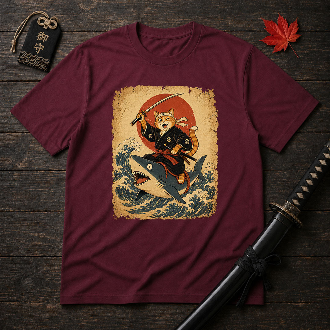 Winking Katana Cat T-Shirt