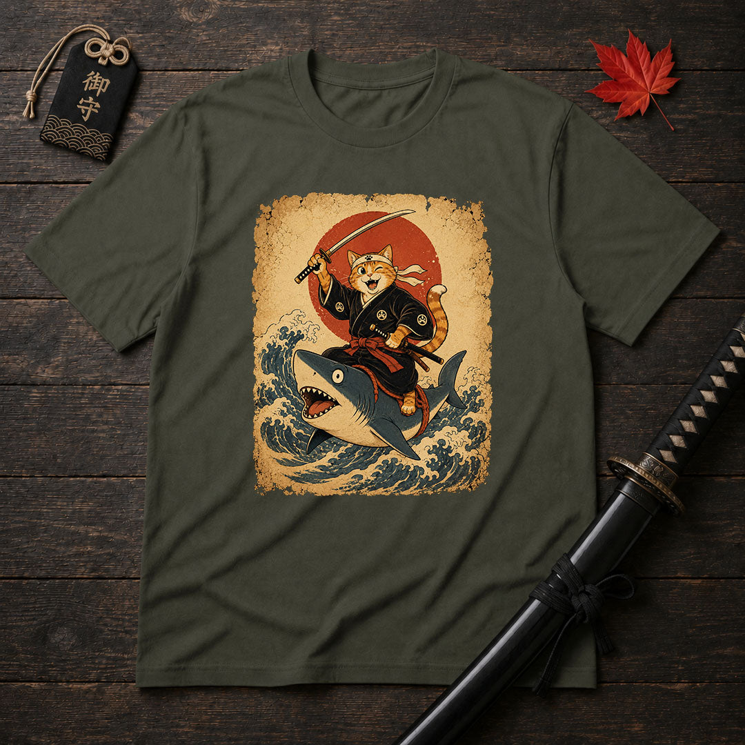 Winking Katana Cat T-Shirt