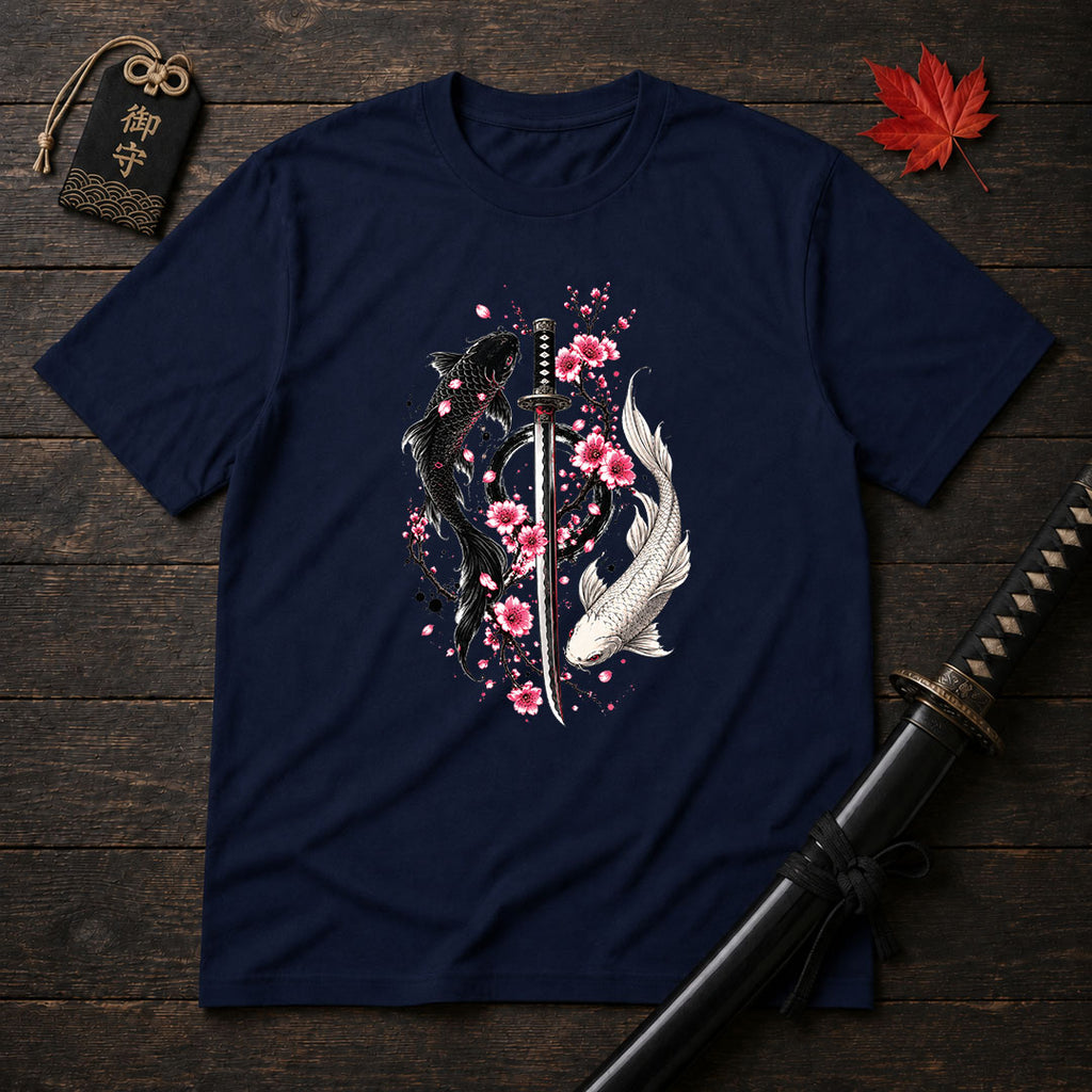Yin Yang Koi And Katana T-Shirt
